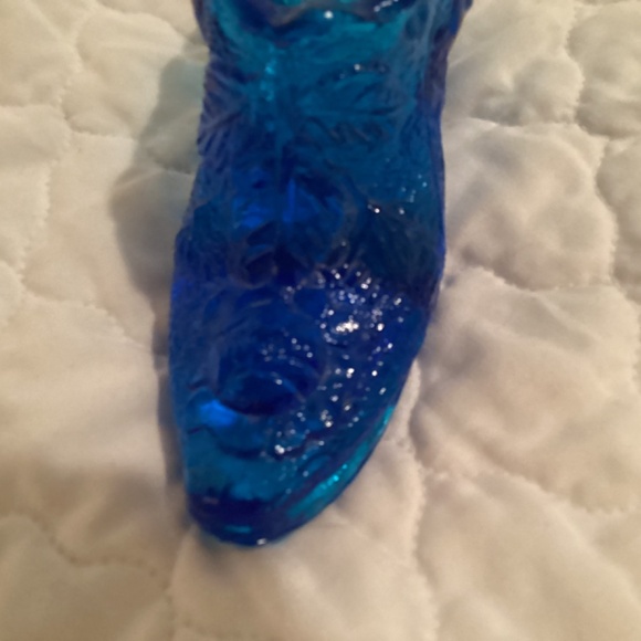 VINTAGE BLUE GLASS SHOE DECORATION BY KANAWHA GLASS COMPANY - Picture 5 of 9